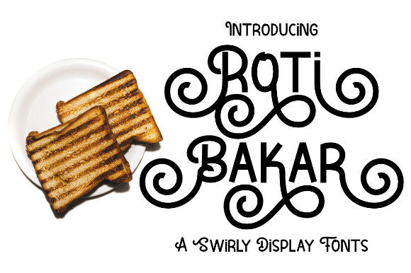 Roti Bakar: A Whimsical Swirly Display Font for Creative Projects